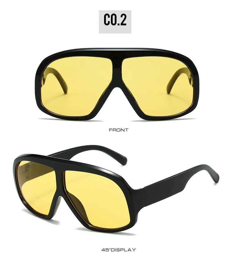 Retro Großen Rahmen Frauen Quadrat Sonnenbrille Marke Schwarz Runde Gradienten Coole Männer Sonnenbrille Ein Stück Designer Pilot Sonnenbrille – Detail 17
