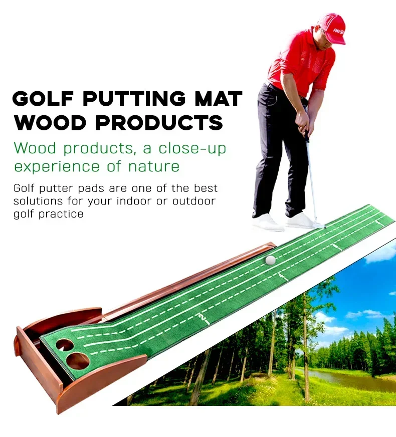 Golf Putter Trainer Practice Set Training Mat Indoor Mini Golf Putting Green Golf Simulator Set