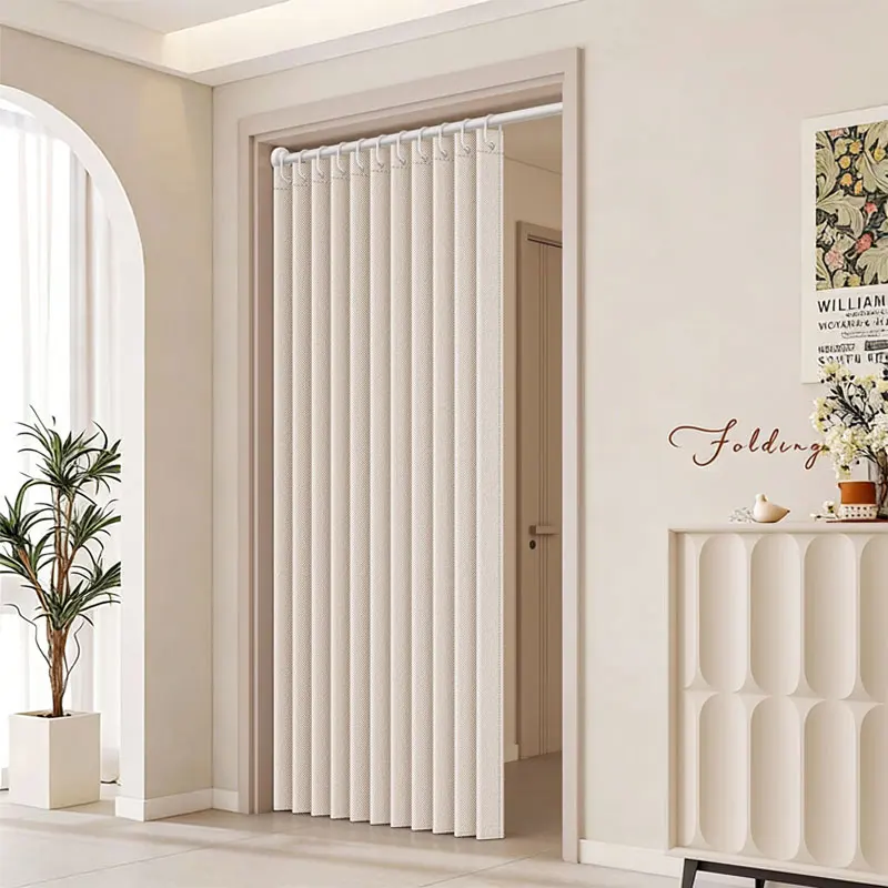 No Drill Foldable Accordion Door, Waterproof Pleated Screen Partition Blind for Kitchen Bathroom Bedroom, Retractable Folding Wa