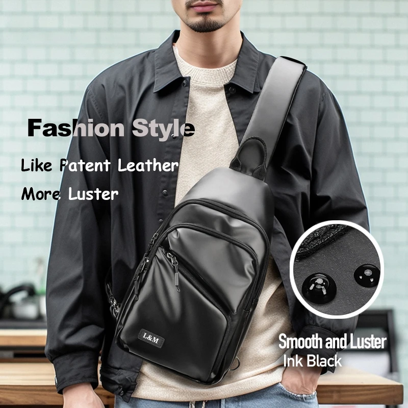 Male Sling Bag Waterproof, Brand L&M Men's Shoulder Bags Lightweight, High-quality Chest Packet, Causal Style Cross Backpack