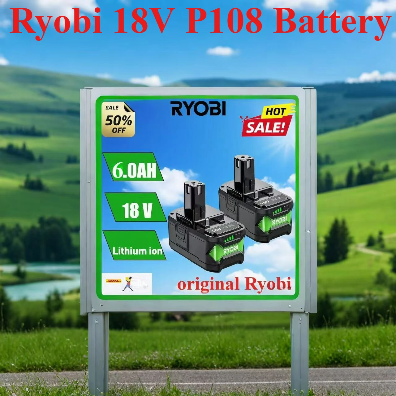 

P108 RB18L40, suitable for all ONE+tools RYOBI ONE+6Ah original high-performance lithium Rechargeable battery, no memory effect
