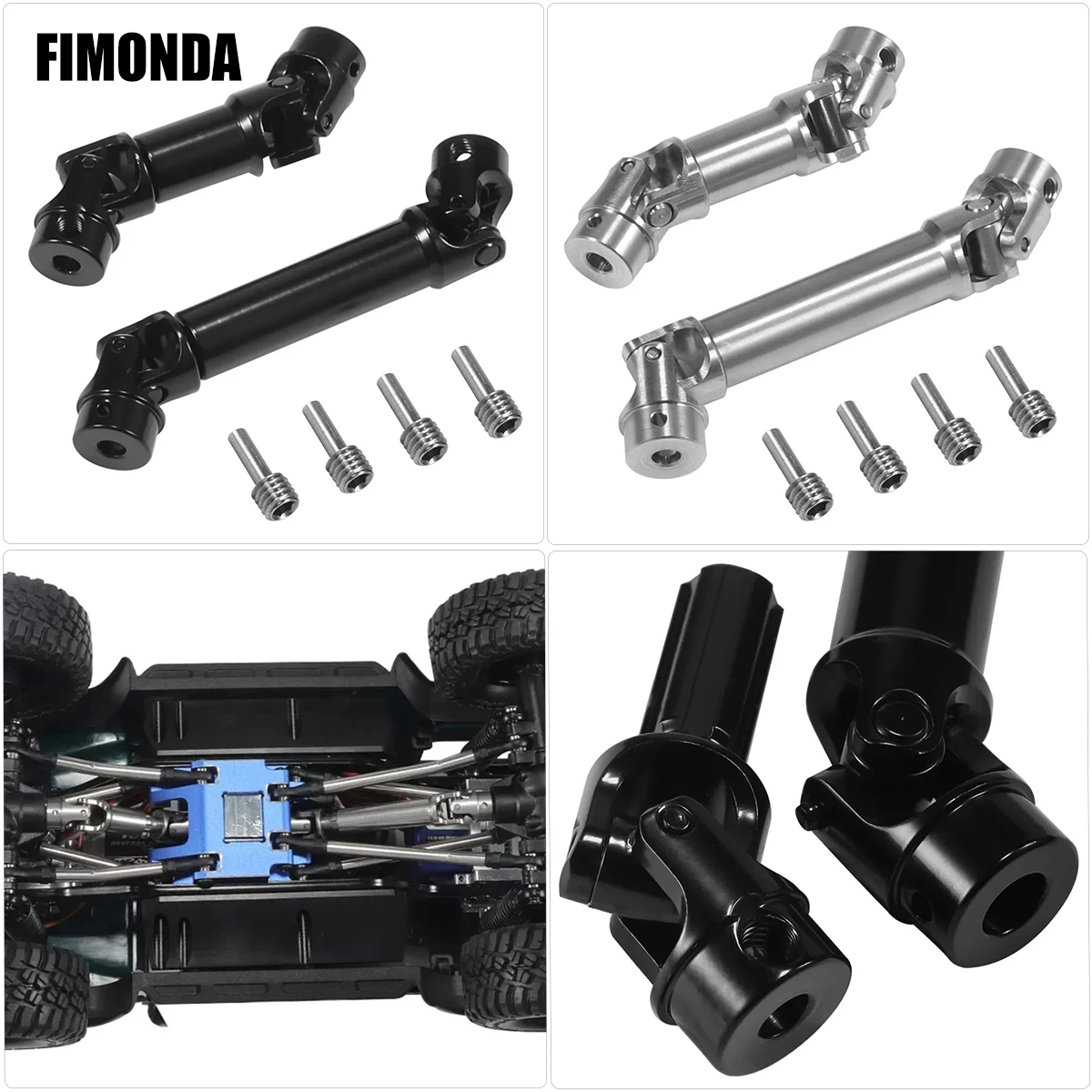 

2pcs Stainless Steel Internal Spline Drive Shaft 39-45mm 54.5mm-62mm for 1/18 RC Crawler Car TRX4M Upgrade Parts