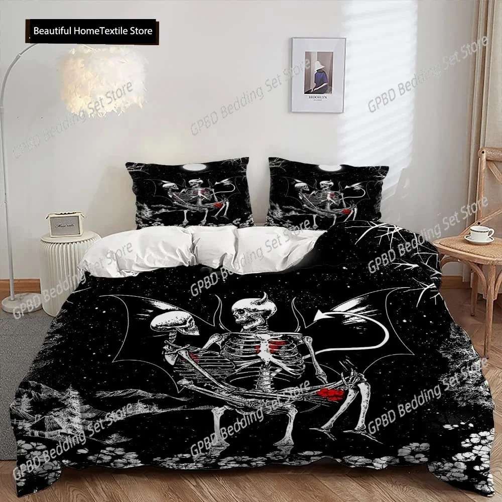 3D Skull Gothic Skull 3D NEW Duvet Cover Pillowcase Bedding Set Adult Boy Girl Bedroom Decoration Children Single Double Large