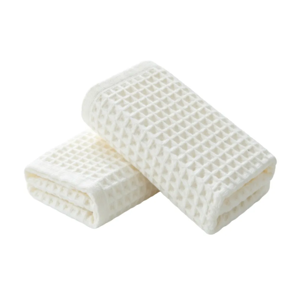 2PCS Cream Cotton Waffle Towels - High Quality Bath Hand Face Towels for Bathroom Sport Household Non-disposable Magic Towel