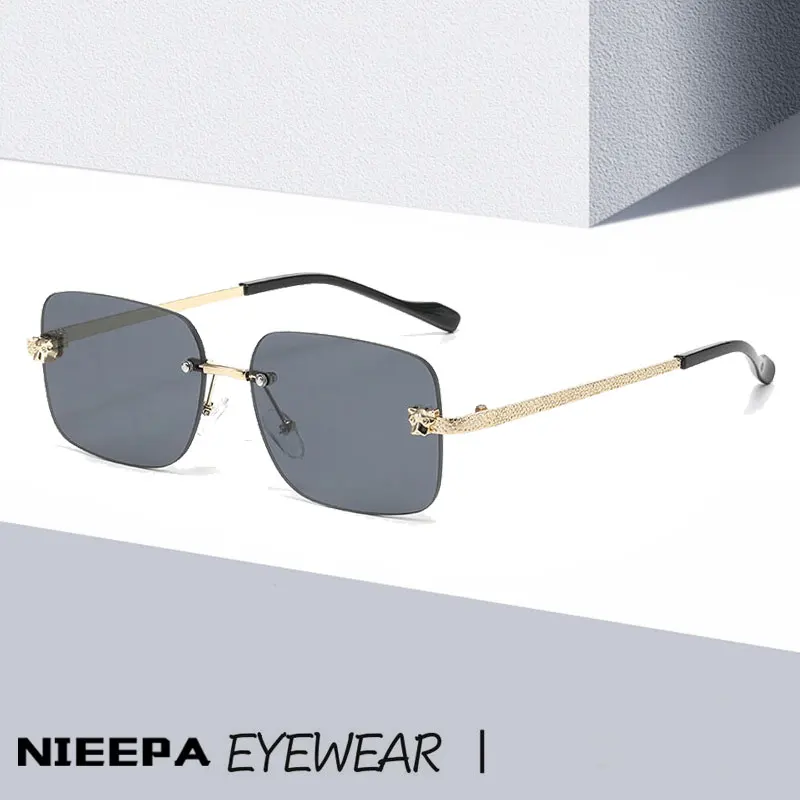 

Ретро-солнцезащитные очки без оправы прямоугольной формы, маленький размер, защита от УФ400, металлическая оправа, модные градиентные солнцезащитные очки для мужчин и женщин