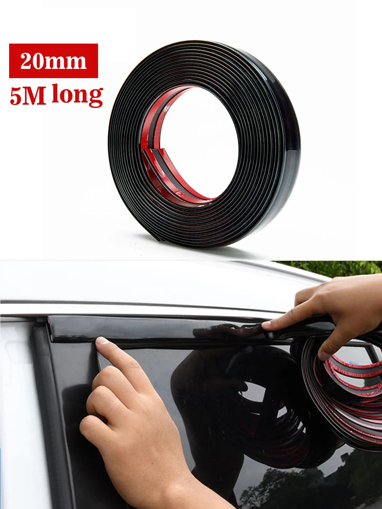 

Декоративная полоса для двери автомобиля, 5 м, декоративная полоса для защиты от столкновений, черная яркая хромированная зеркальная поверхность, наклейка на верхнее окно