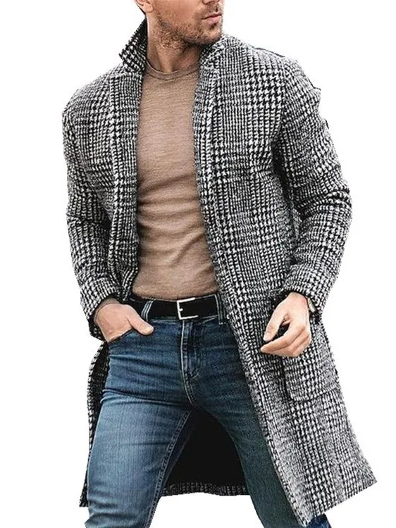 

Men's Plaid Faion Coat Midlength Slim Fit Youthful Sle Casual Autumn Spring Cheered Windbreaker Jaet for Men