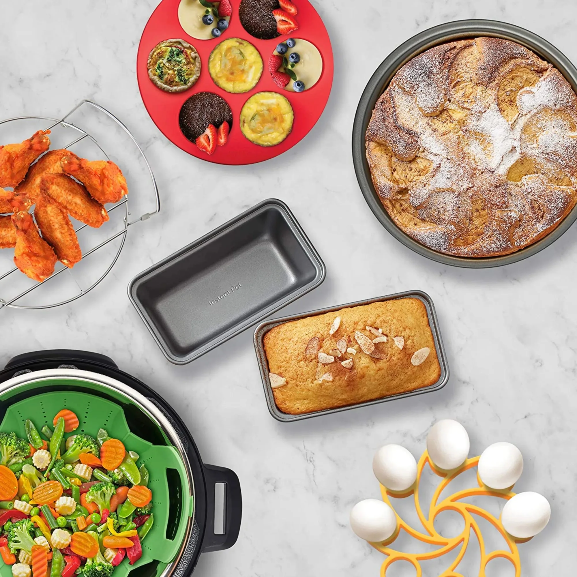 

Official Cooking and Baking Set, Fits 6QT/8QT Electric Pressure Cooker and Air Fryer Lid Combo, 8-piece, Assorted