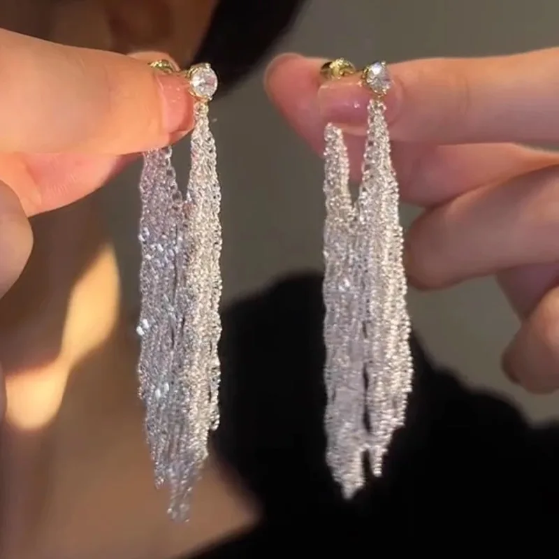 GANPUP Funkelnde Lila Kristall-Zirkonia Wassertropfen-Ohrhänger für Damen, Modische Ohrhänger, Schmuck-Accessoires, Geschenk für Partys – Detail 3