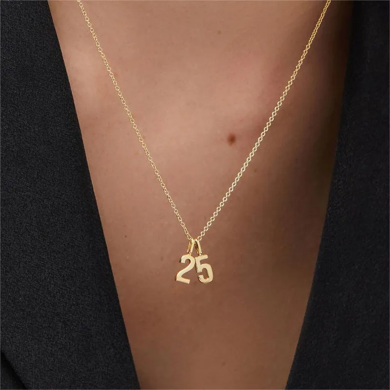 

Custom Angel Digital Pendant Collarbone Necklace Chain DIY Handmade 18K Gold Plated Stainless Steel Pendant Simple Jewelry Gift