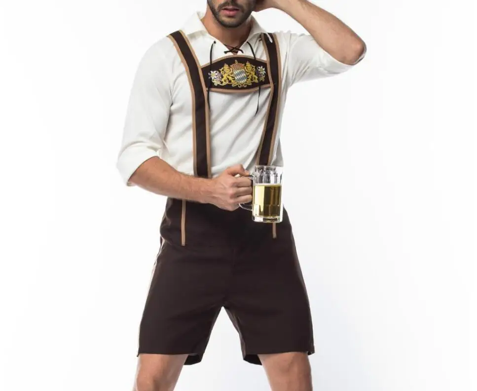 Disfraz de Bavaria Oktoberfest para hombre, Dirndl, Lederhosen, cerveza, traje de fiesta de carnaval, vestido elegante