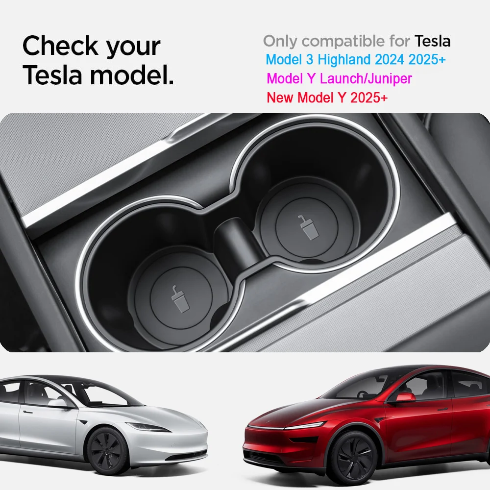 USVOTOV Uchwyt na kubek na wodę do Tesla Model Y Juniper Model 3 2025 Akcesoria Organizer do konsoli środkowej Wkładka do przechowywania Podkładka — zdjęcie 3