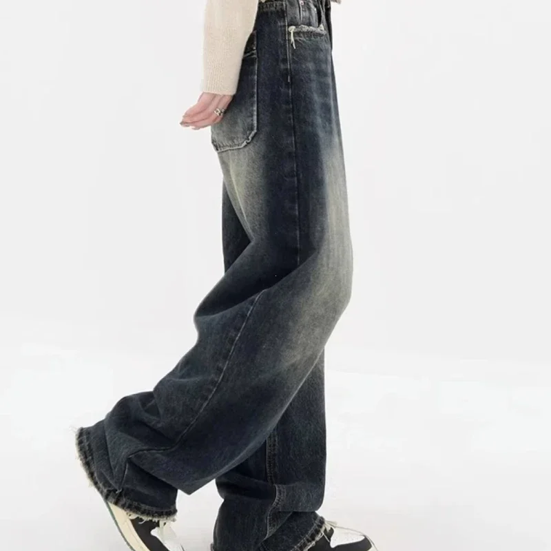 2024 Harajuku Y2K Loose Jeans Women's Streetwear Retro Fashion High Waisted Pants High Street Loose Wide Leg Denim Pants