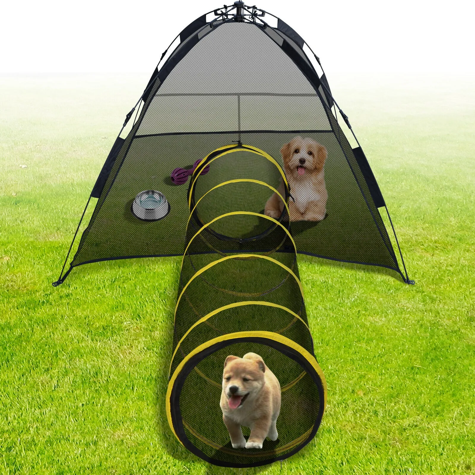 

Cat Play House Outdoor Kitty Compound Tube Enclosure Yard Pen Cage Fun Tent United States