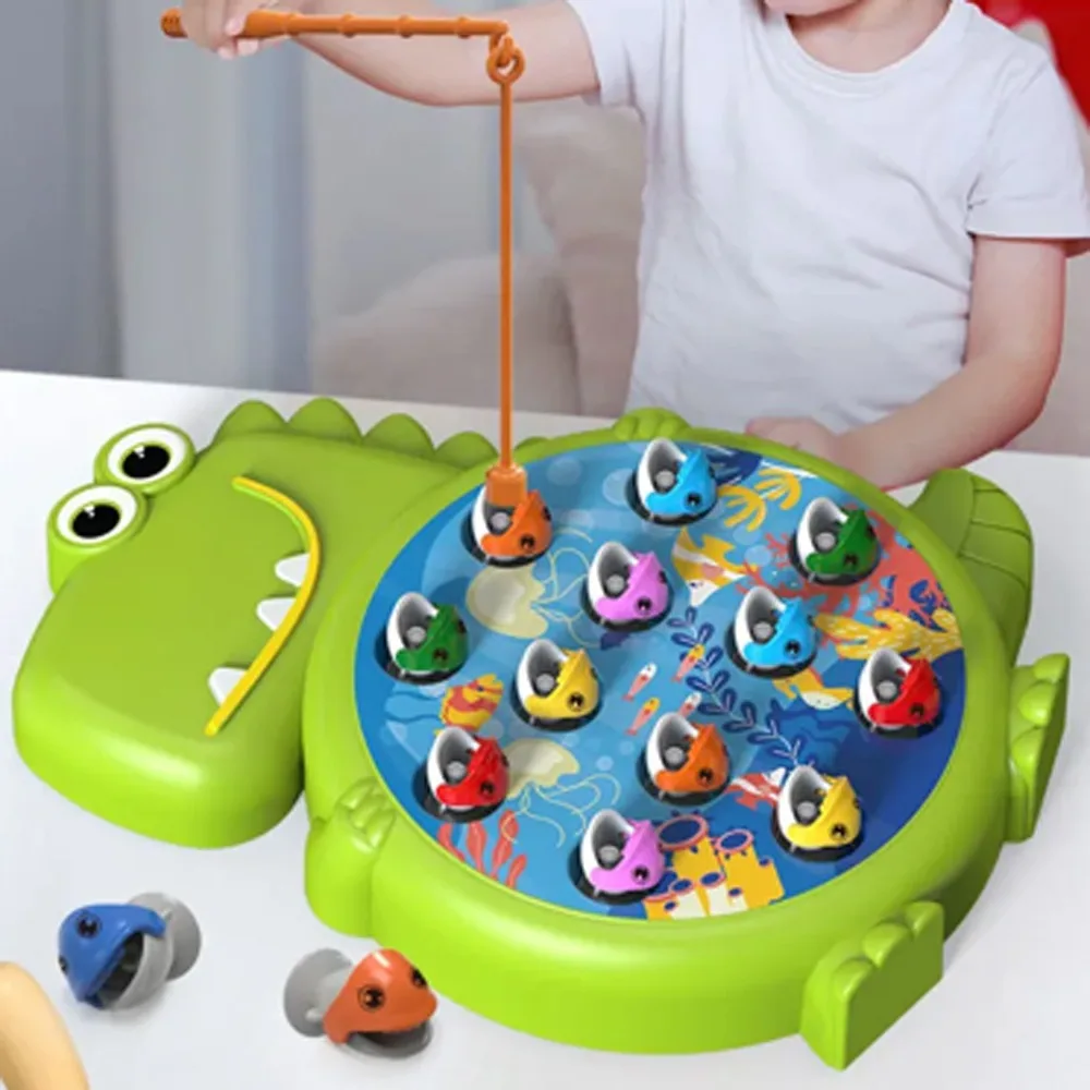 Magnetisch babyvisspeelgoed Vroege educatieve hengel Elektrisch visspeelgoedset Cartoon Gemakkelijk magnetisch visspel Speelgoed