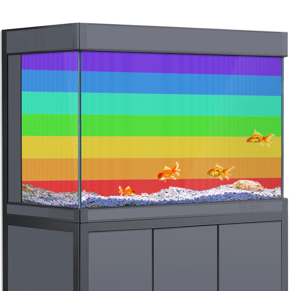 

Aquarium Background Sticker Decoration for Fish Tanks, Rainbow Flag Color HD 3D Poster 5-55 Gallon Reptile Habitat