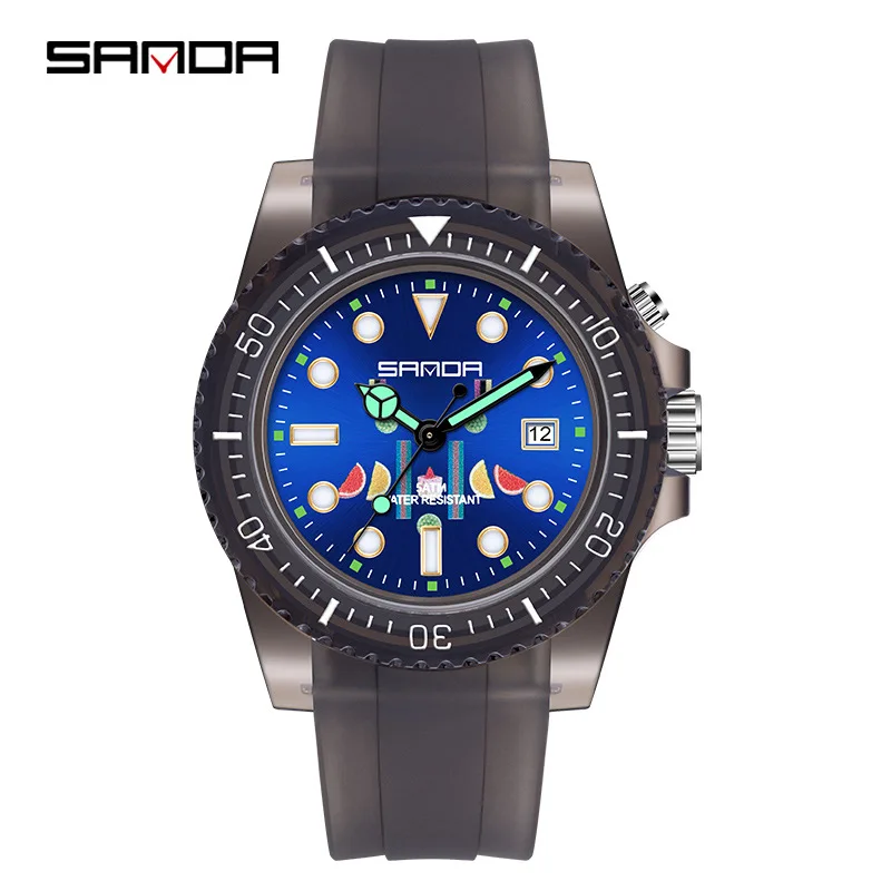 SANDA 6078 Student Quartz Watch Creative Sports Date Pointer Display with Silicone Strap Wristwatches for Kids Watches Gift