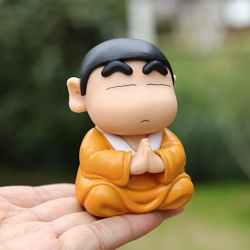 8cm crayón Shin Chan Cos Buda buena suerte compasión figura de acción divertida muñeca Kawaii juguetes en miniatura de PVC colección juguetes para niños