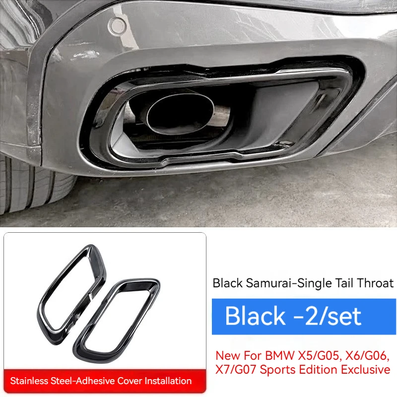 

For BMW M Sport X5 G05 X6 G06 X7 G07 2019 2020 2021 Car External Stainless Steel Black Nozzle Tip Exhaust Hood Accessories