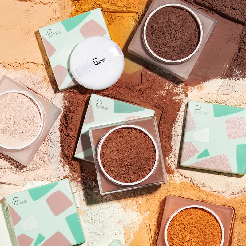 แต่งหน้า Loose Setting Powder Matte Mineral Oil-Control คอนซีลเลอร์ใบหน้าติดทนนาน Finishing Bronzer Contour สําหรับผิวสีดําเข้ม