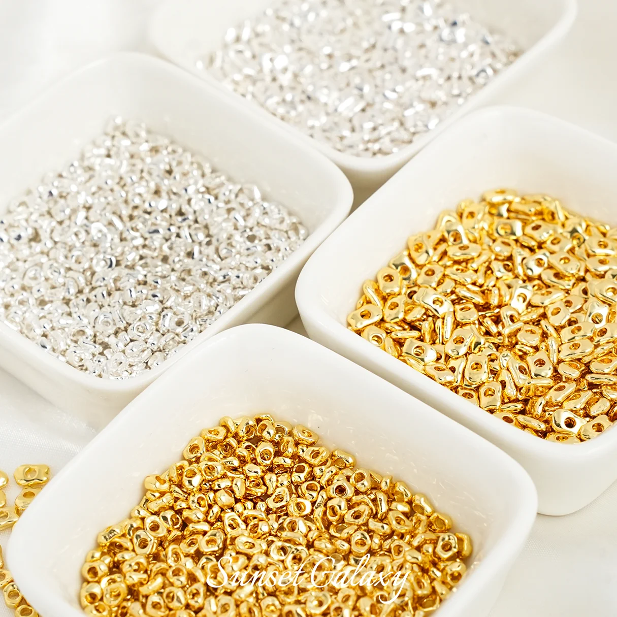 18K Gold Plated Irregular Pebble Spacer Beads, Silver Tone Loose Beads For DIY Bracelet & Necklace