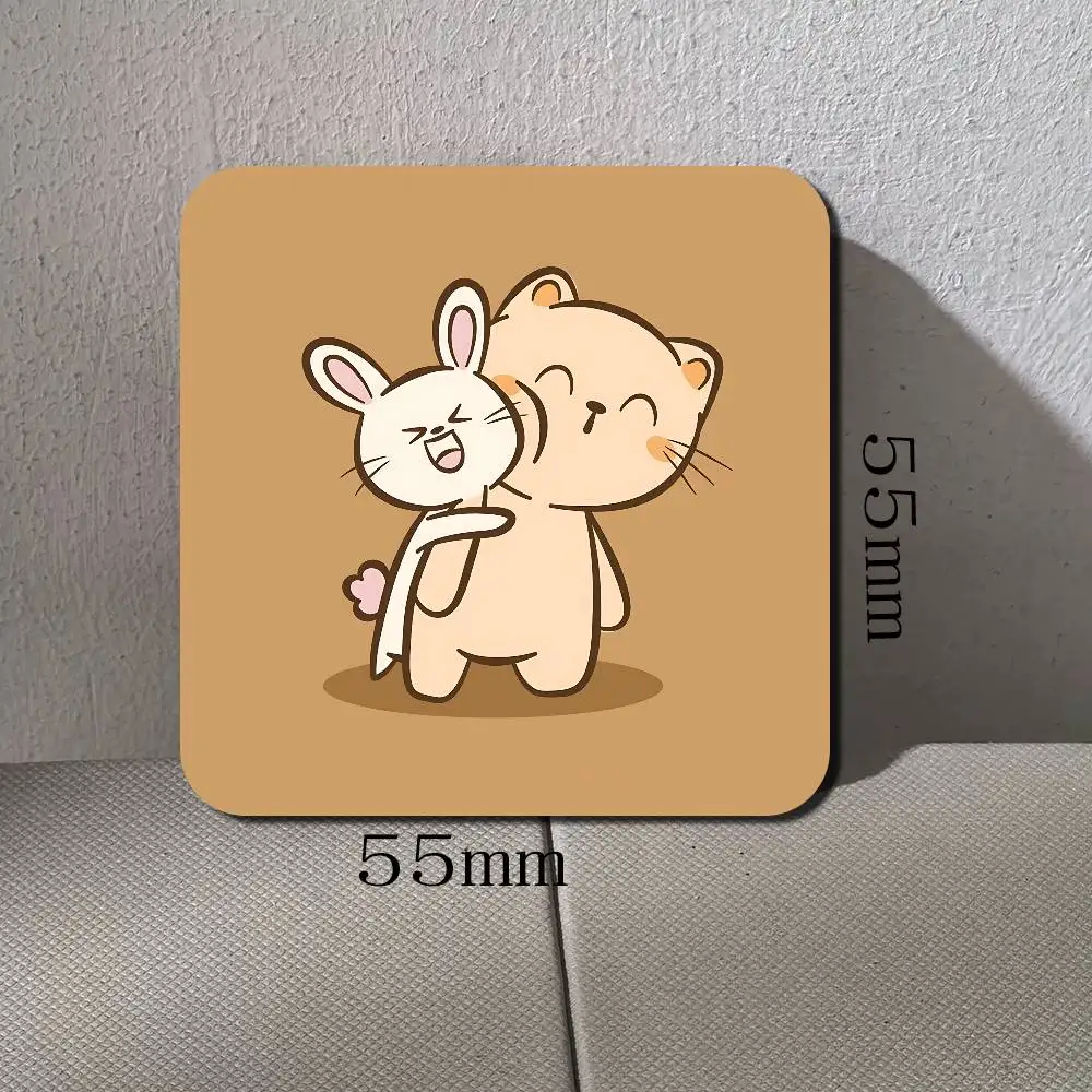 Cat And RabbitS Cartoon Personalized Picture Refrigerator Magnets Square Wedding Favors Magnetic Decoration Craft