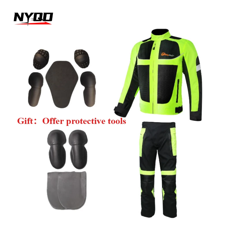 

Мужская и женская летняя стильная дышащая мотоциклетная куртка, ночное пальто для езды на мотоцикле с 5 шт. защитными накладками JK-21