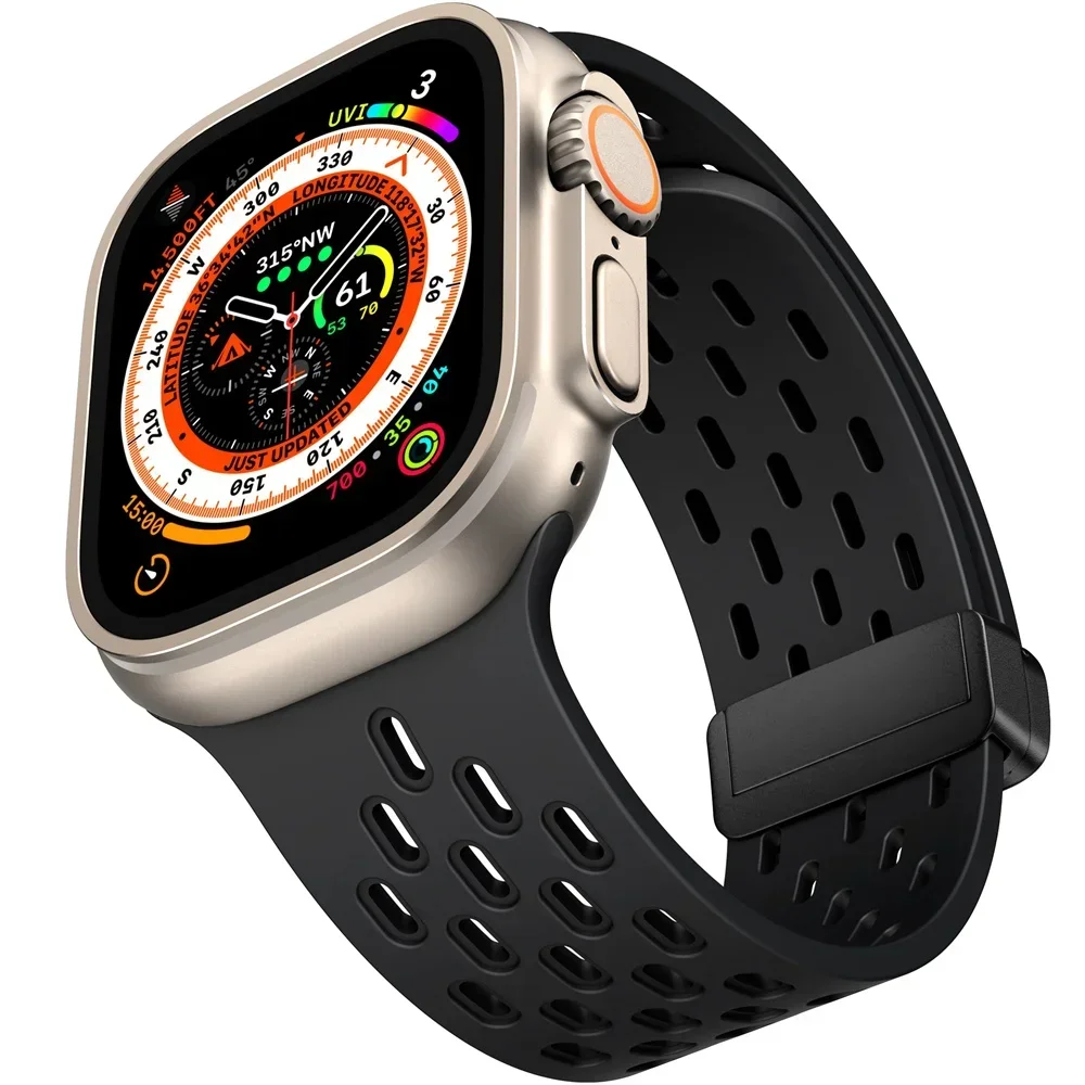 

Магнитный ремешок для Apple watch ultra 2, ремешок 49 мм, 44 мм, 40 мм, 42 мм, 44 45 мм, силиконовый браслет iWatch Series 9 7 8 se 6 5 41 мм 45 мм