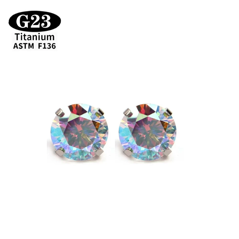 2/10PCS ASTM F136 Top internal thread zircon Labret Stud Earring Nose stud Piercing Body Jewelry accessories G23 Titanium image 3