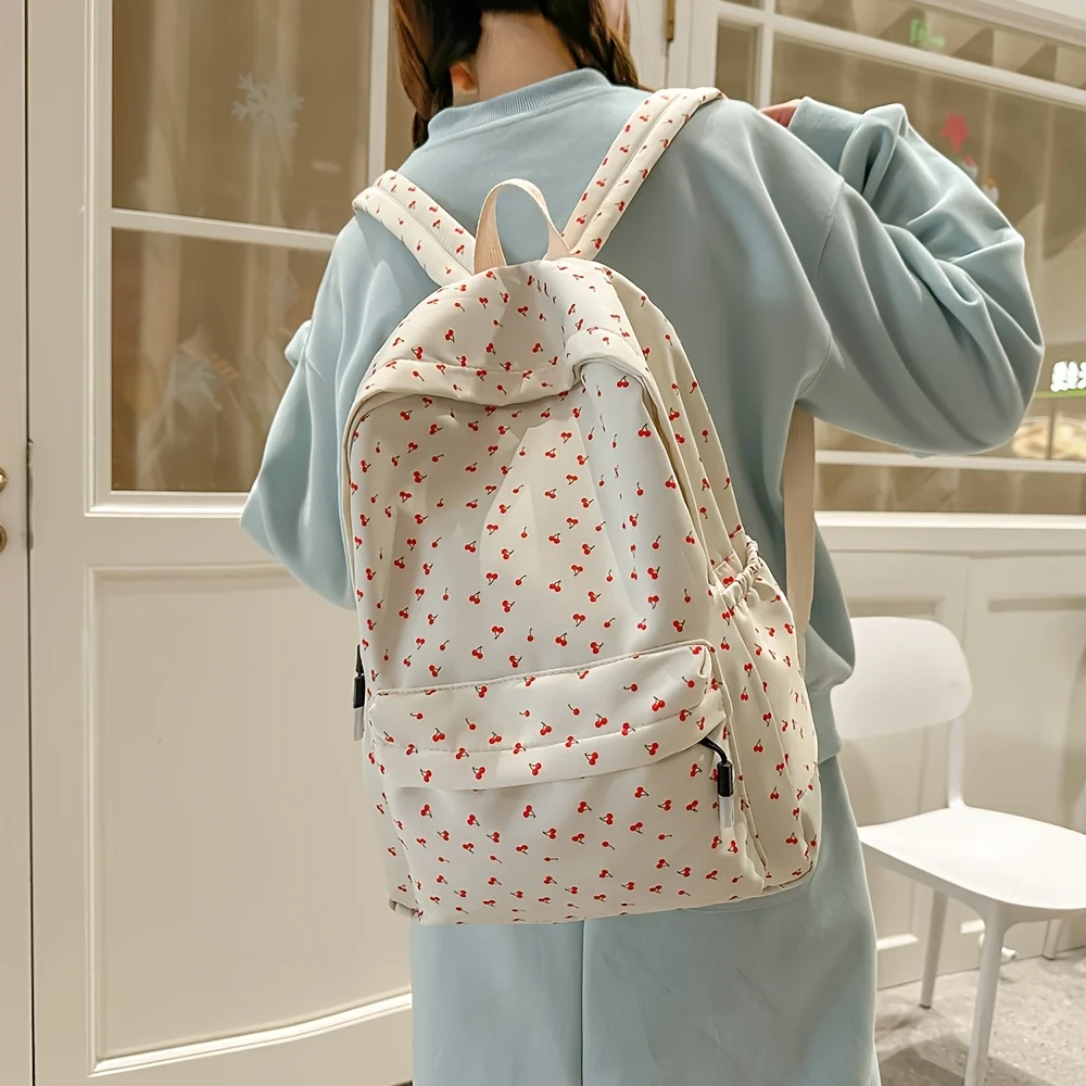 حقيبة ظهر نسائية خفيفة الوزن ذات سعة كبيرة، حقيبة ظهر صغيرة على شكل زهور على الطراز الفني، حقيبة ظهر كاجوال متعددة الاستخدامات