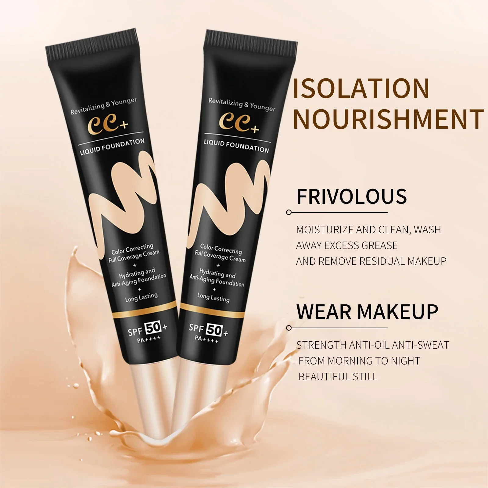 30 グラム BB/CC 日焼け止めクリーム SPF 50/PA+++ フェイシャルリキッドファンデーションクリームアンチエイジング長期的なフルカバレッジクリームパウダー