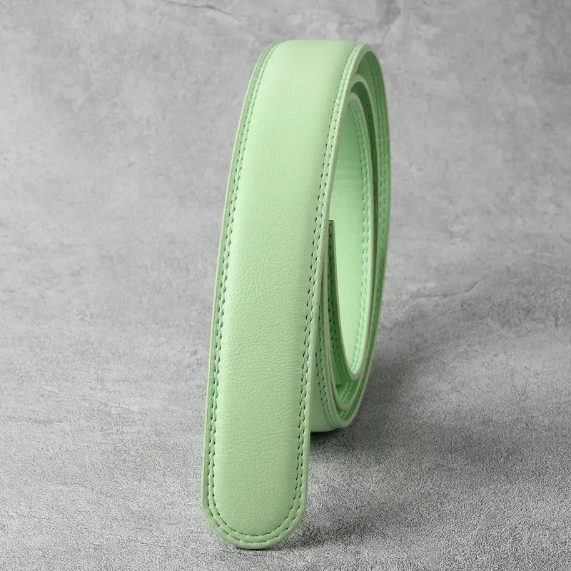 2PCS 3.5CM X 105 120CM Women Men Belt Automatic Strip Not Buckle Direct Selling Body Green Red Blue Grey PU Leather New Product