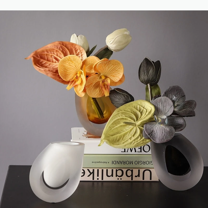 

Minimalism Frosting Glass Vase Flower Pots Desk Decoration Hydroponics Flowers Vases Floral Arrangement Room Aesthetic Decor
