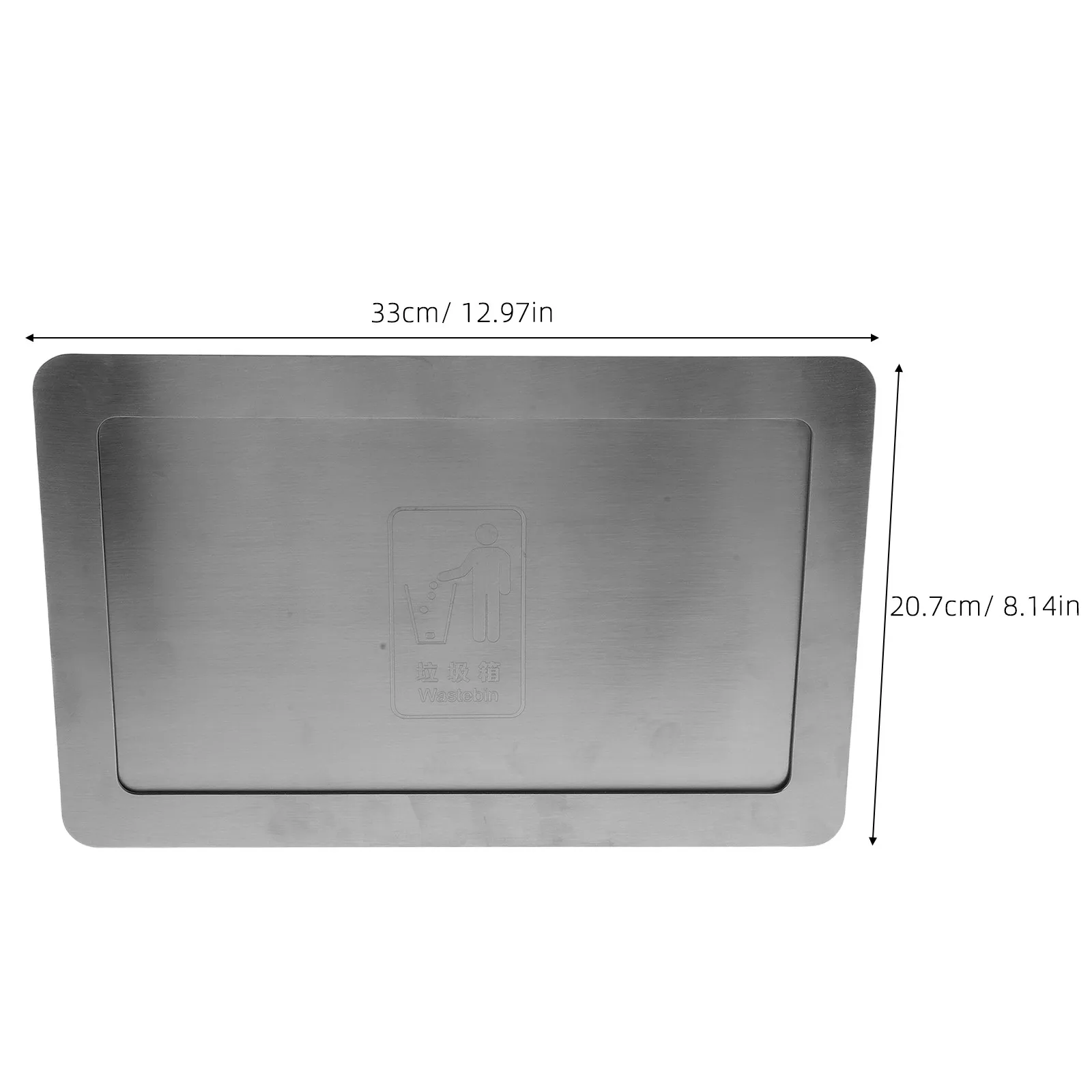 Stainless Steel Embedded Trash Can Lid Side Opening Recessed Countertop Waste Chute Cover for Kitchen Cabinet Bathroom Office