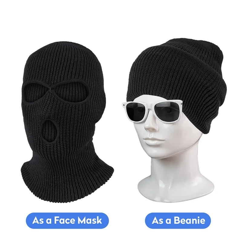 Warm Three-Hole Mask Cycling Hood Mask Outdoor Solid Color Wool Knitted Hat