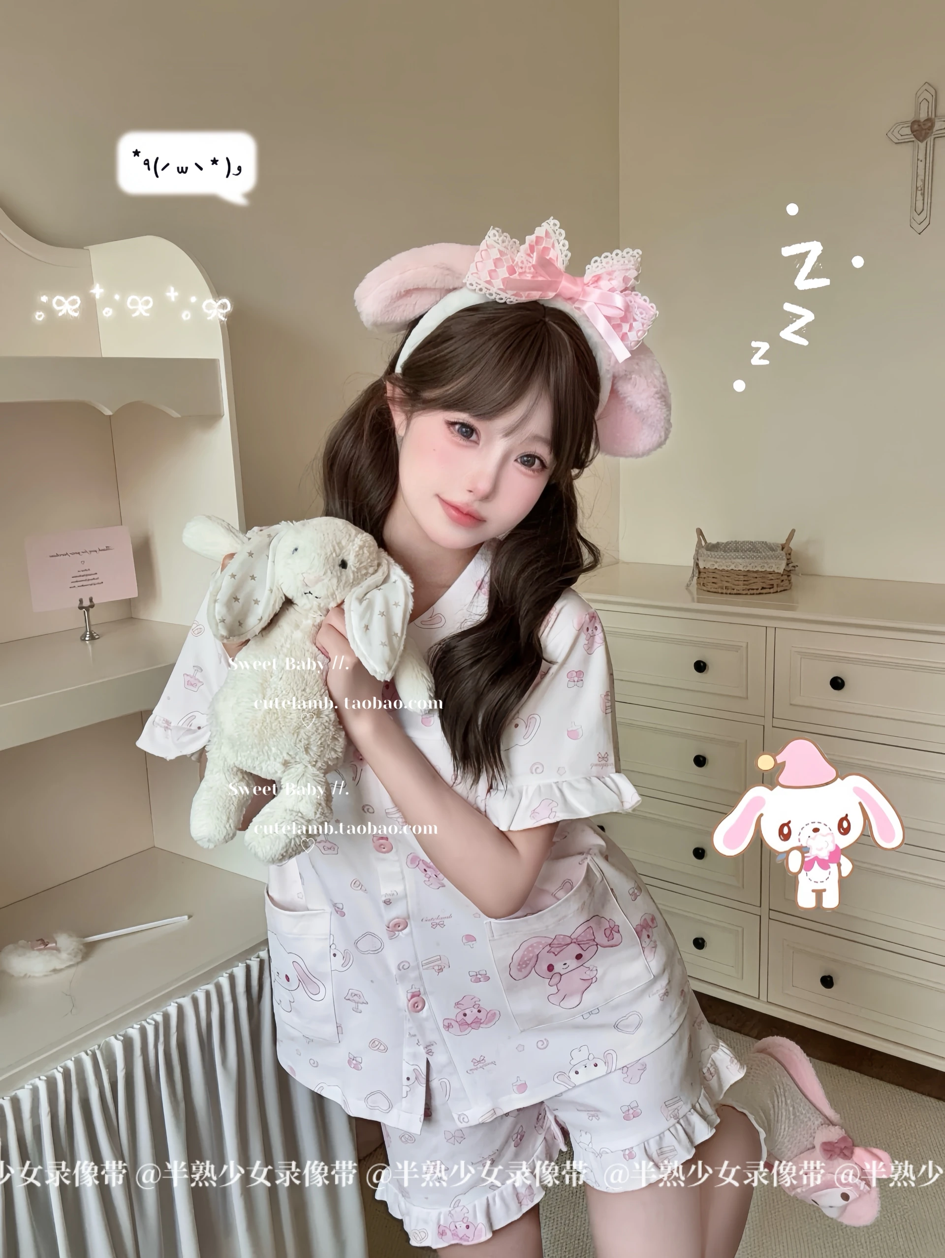 Original Japanese 2025 New Doll Sweet Girl Collar Long-sleeved Pajama Set Cute Pure Cotton Soft Breathable Loungewear