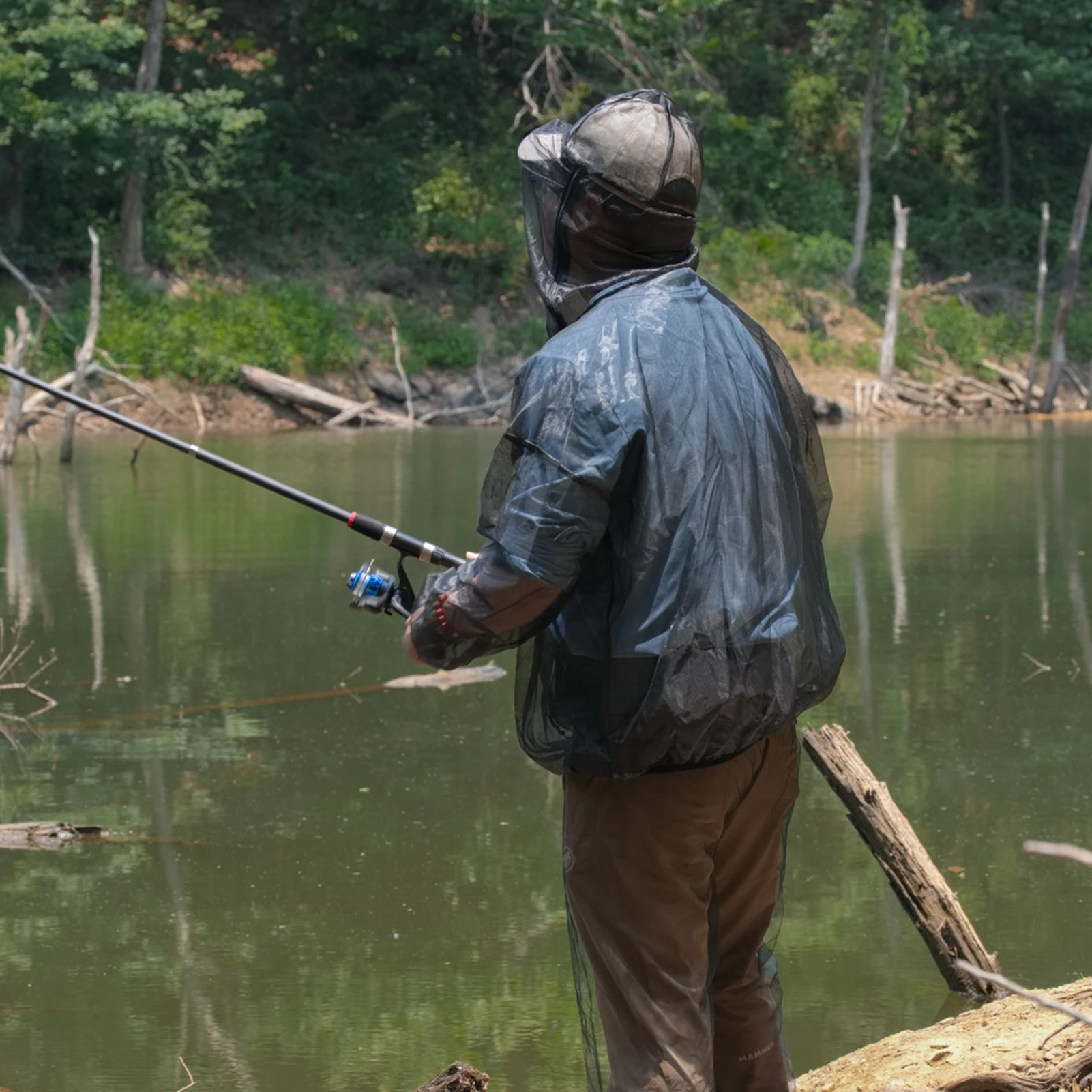 ملابس صيد السمك للرجال في الهواء الطلق بدلة سوداء مضادة للمشي لمسافات طويلة وصيد الأسماك والتخييم بأكمام طويلة وقميص وسراويل #3