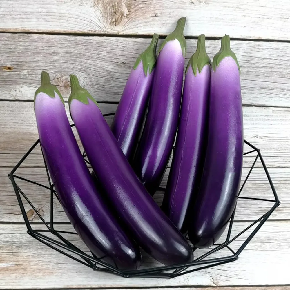 Simulation Eggplant Model Vegetable Decoration Hotel Pastoral Photography Artificial Eggplant Props PU Plastic Soft Ornaments