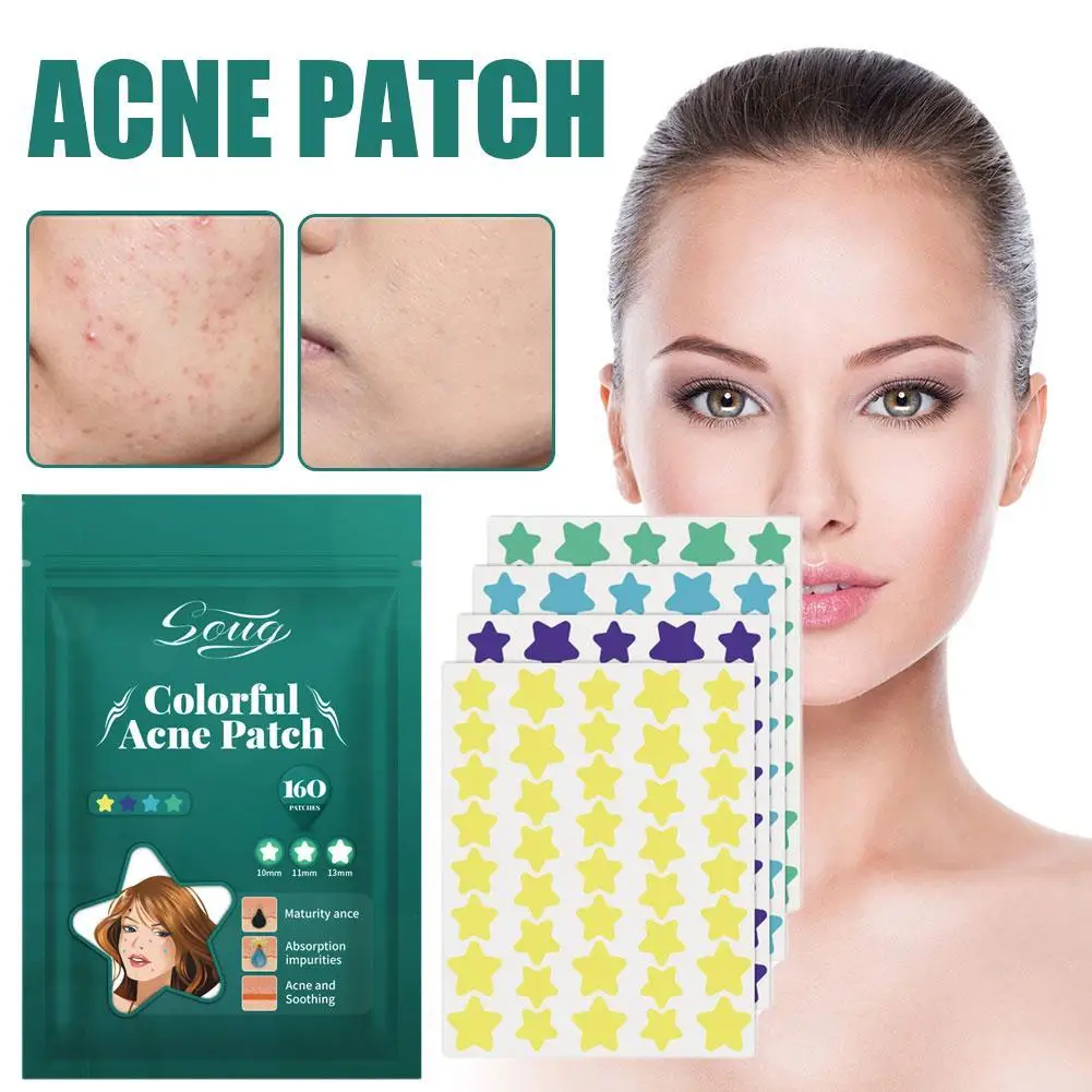 

160pc/pack Pimple Patches Beauty Acne Tools Star Shaped Pimple Acne Concealer Fade Face Spot Repair For Pits Breakouts Spots Dot