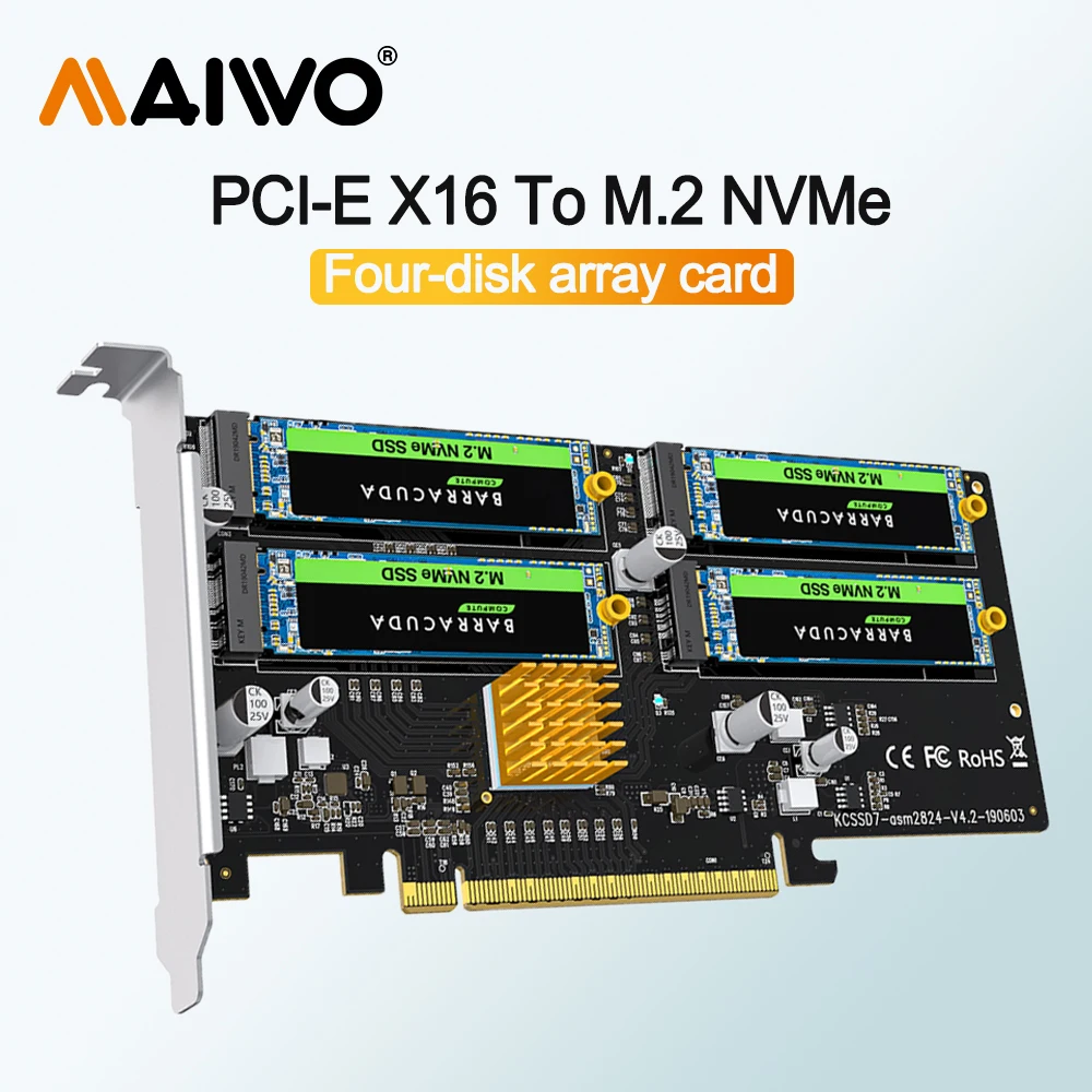 

MAIWO M.2 NVME SSD to PCI-E 3.0 Adapter M.2 SSD GEN3 ×4 5 RAID Modes with M Key USB 3.0 Expansion Card 10Gbps For 2242 2260 2280