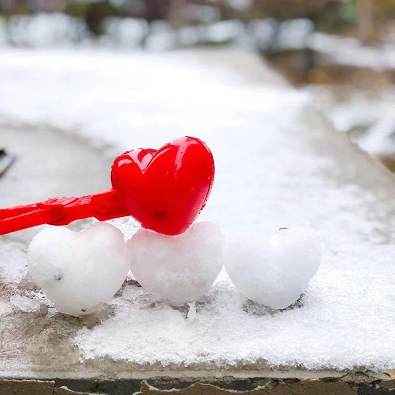 Clip para hacer bolas de nieve en forma de corazón, abrazadera para molde de bola de arena de invierno, juguetes para niños al aire libre