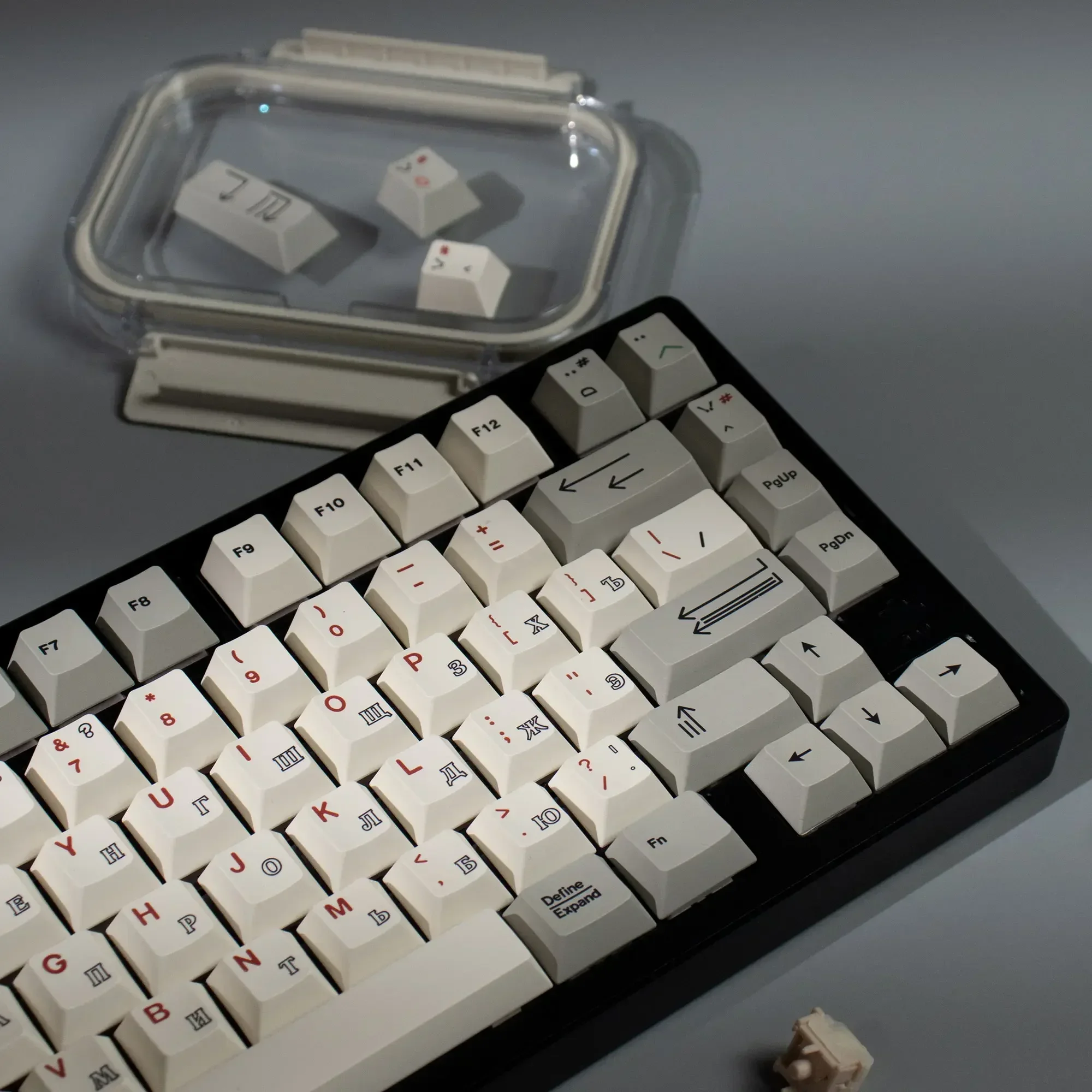 Retro Hollow Russian Mechanical Keyboard Keycap Thickened PBT Sublimation 144 Keys Original Factory Height Adaptation 68/104