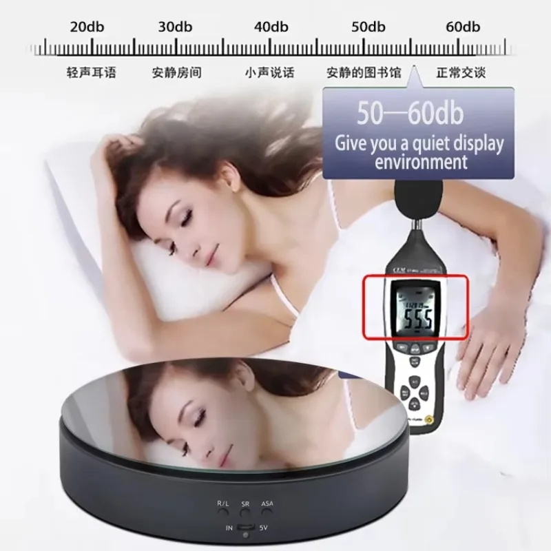 19.5 cm electric rotating display disc plastic and metal power supply for advertising storage in carton packaging