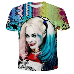 Summer cross-border men's printed 3D small ugly girl Harley Quinn short sleeved T-shirt children's clothing