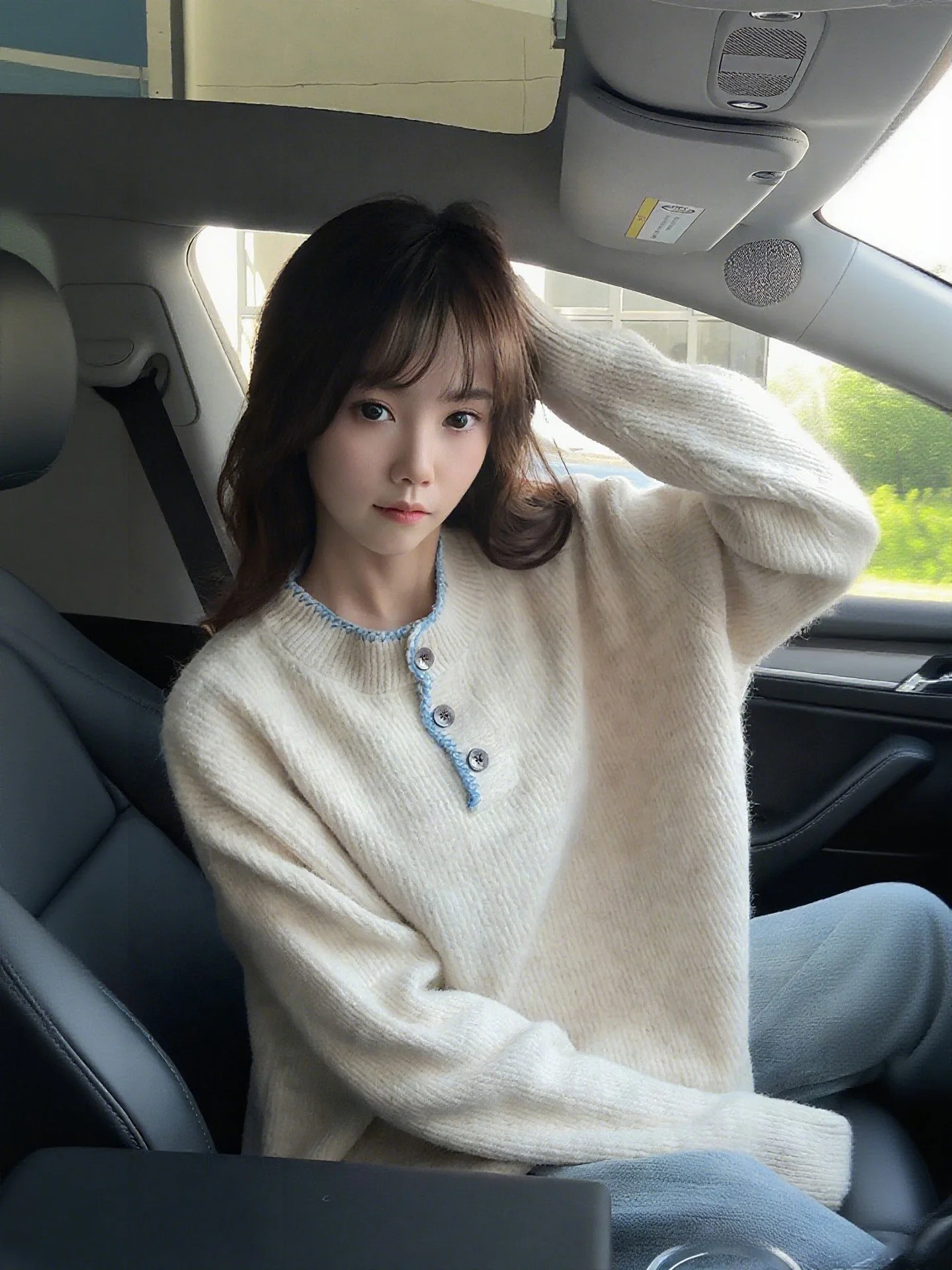 

Мягкий уютный свитер с воротником Хенли, свободный крой, вязаный, в стиле кэжуал, однотонный, из тонкой пряжи, осенняя мода, повседневный стиль.