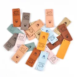 20Pcs 20x50mm 10Color Leather Embossed Labels Sewing Accessories Handmade Clothes Crafts DIY Bags Garment Tags Washable C3429