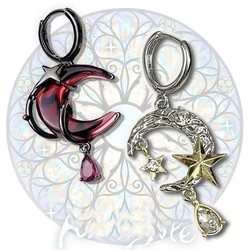 Y2K Jewelry Water Drop Moon Star Drop Earrings Korean Fashion Vintage Earrings Women Accessories Gothic Red Moon Chain Earrings