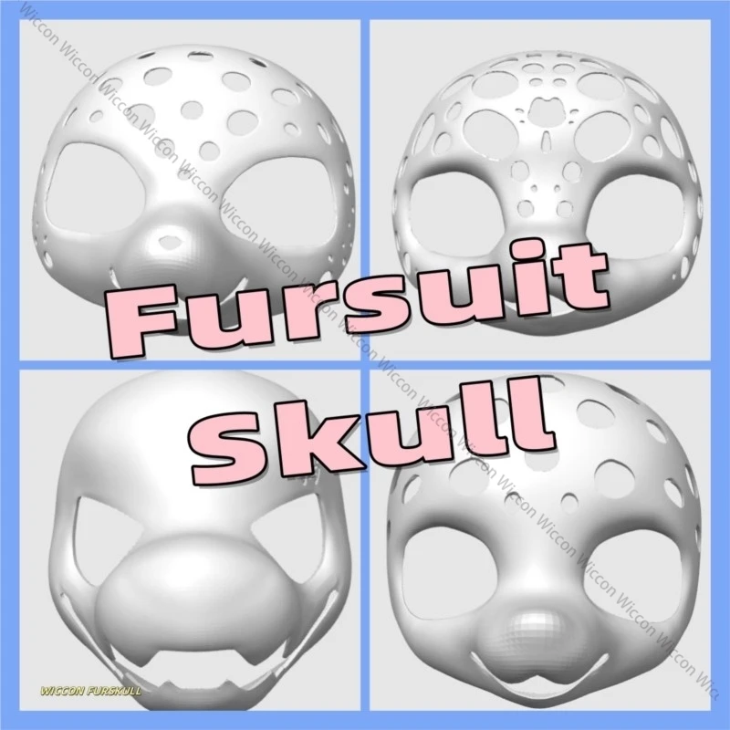 Kemono Western Kig Fursuit Mask Skull Furry Kig Animal Cute Halloween Party Woman Man Japanese Mask Two Types Mask Cosplay