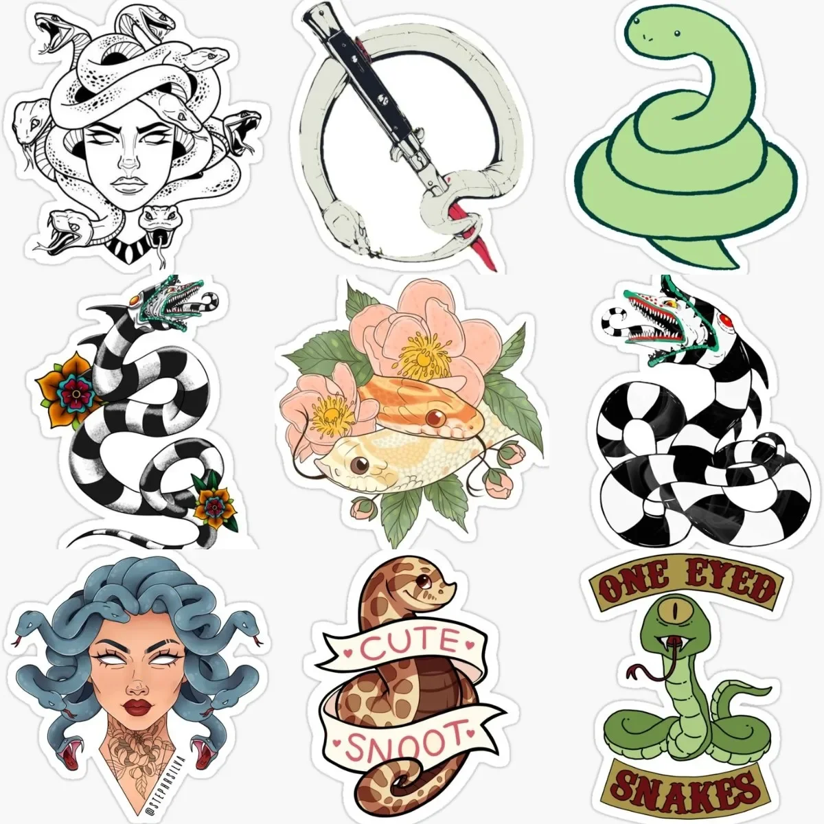 

Creative Personality Cartoon Snake Sticker Motorcycle Van Bicycle Wall Truck Window Car Glass Room Decals Customizable