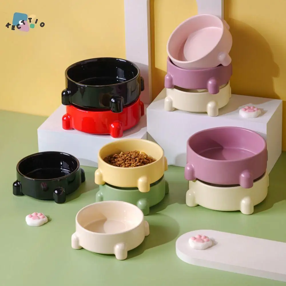 

Anti Knock Ceramic Cat Bowl Creative Multi-use Dog Food Feeding Basin Anti Tipping Non-slip Pet Drinking Feeder Kitten Puppy
